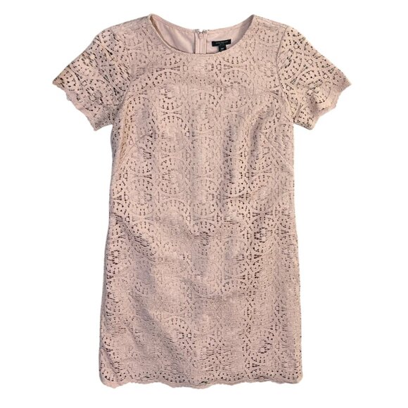 Ann Taylor Petite Shift Dress Lace Overlay Blush Pink Size 0P Petite - Picture 1 of 8